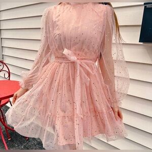 Beulah Style: Sleeveless Star Sequin Tulle Dress Size Medium (NWT & Boutique)